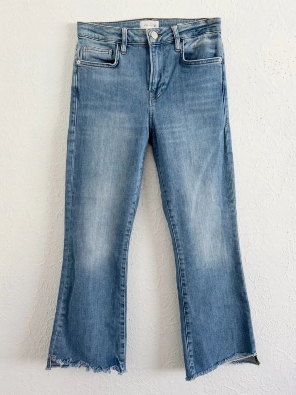 FRAME DENIM LE CROP MINI BOOT WAVEY DENIM DESIGNER JEANS SZ 28 - Picture 8 of 16